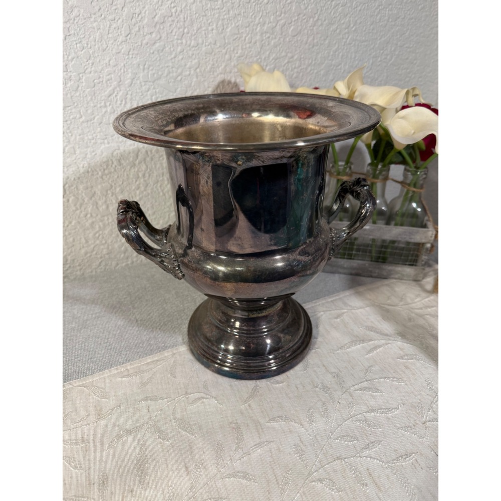 Vintage Silver Plated Trophy Urn Champagne Bucket Wine Chiller Ice Pail